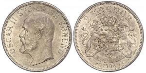 2 Krone Schweden Silber Oskar II. (Schweden) (1829-1907)