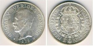 2 Krone Schweden Silber Gustav V. (Schweden) (1858 - 1950)