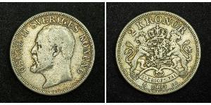 2 Krone Schweden Silber Oskar II. (Schweden) (1829-1907)