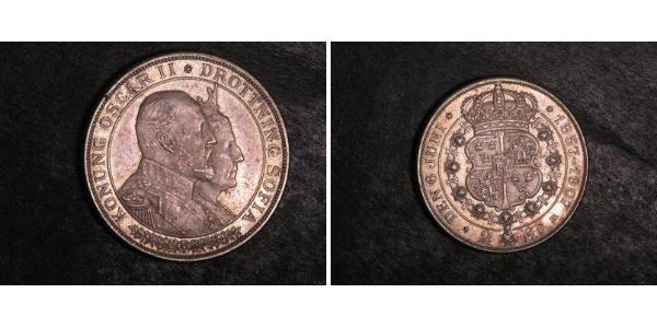 2 Krone Schweden Silber Oskar II. (Schweden) (1829-1907)