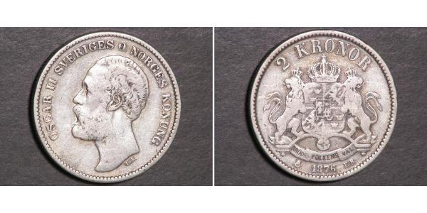 2 Krone Schweden Silber Oskar II. (Schweden) (1829-1907)