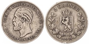 2 Krone United Kingdoms of Sweden and Norway (1814-1905) Silber Oskar II. (Schweden) (1829-1907)