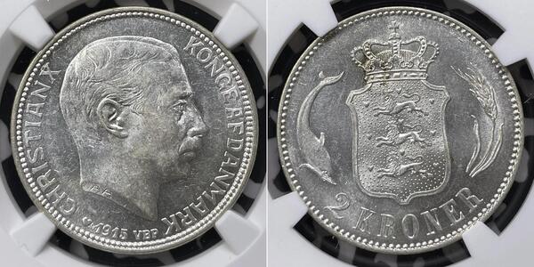 2 Krone Denmark Silver Christian X of Denmark (1870 - 1947)