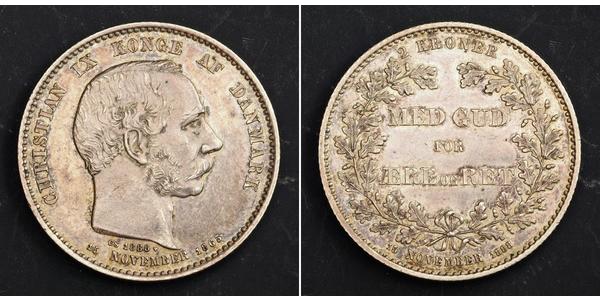 2 Krone Denmark Silver Christian IX of Denmark (1818-1906)