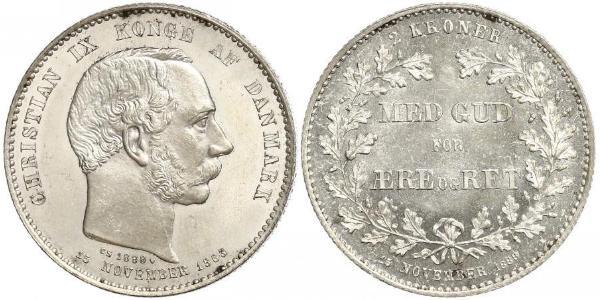 2 Krone Denmark Silver Christian IX of Denmark (1818-1906)