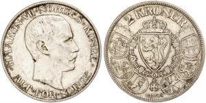 2 Krone Kingdom of Norway (1905 - ) Silver Haakon VII of Norway (1872 - 1957)