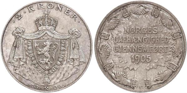 2 Krone Norway Silver Haakon VII of Norway (1872 - 1957)