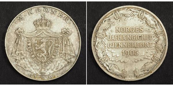 2 Krone Norway Silver Haakon VII of Norway (1872 - 1957)