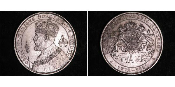 2 Krone Sweden Silver Oscar II of Sweden (1829-1907)
