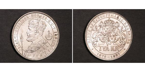 2 Krone Sweden Silver Oscar II of Sweden (1829-1907)