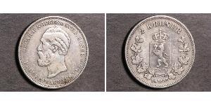 2 Krone United Kingdoms of Sweden and Norway (1814-1905) Silver Oscar II of Sweden (1829-1907)