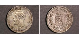 2 Krone United Kingdoms of Sweden and Norway (1814-1905) Silver Oscar II of Sweden (1829-1907)