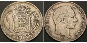 2 Krone 丹麦 銀 