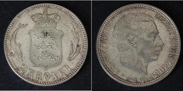 2 Krone 丹麦 銀 克里斯蒂安十世 (1870 - 1947)