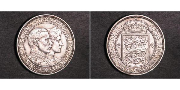 2 Krone 丹麦 銀 克里斯蒂安十世 (1870 - 1947)