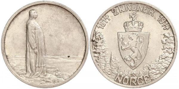 2 Krone 挪威 銀 哈康七世  (1872 - 1957)