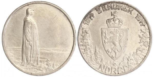 2 Krone 挪威 銀 哈康七世  (1872 - 1957)