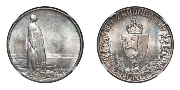 2 Krone 挪威 銀 哈康七世  (1872 - 1957)
