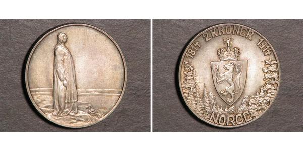 2 Krone 挪威 銀 哈康七世  (1872 - 1957)