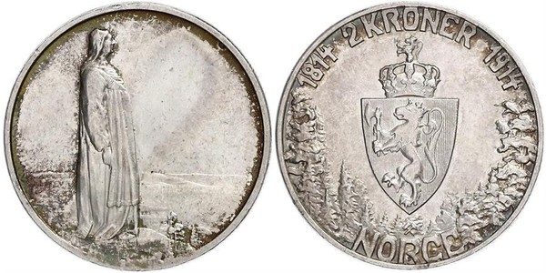 2 Krone 挪威 銀 哈康七世  (1872 - 1957)