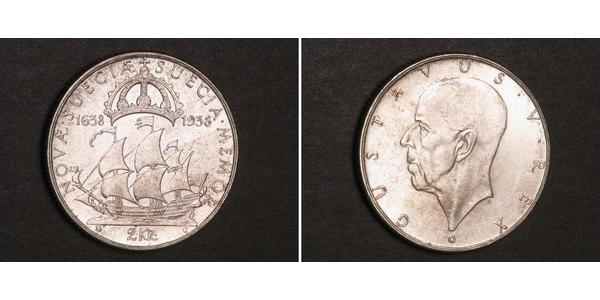 2 Krone 瑞典 銀 古斯塔夫五世 (1858 - 1950)