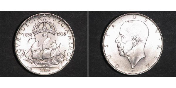 2 Krone 瑞典 銀 古斯塔夫五世 (1858 - 1950)