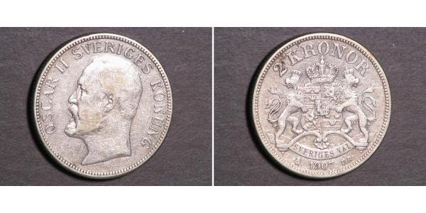 2 Krone 瑞典 銀 奧斯卡二世 (1829-1907)