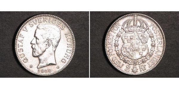 2 Krone 瑞典 銀 古斯塔夫五世 (1858 - 1950)
