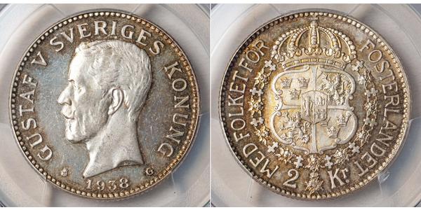 2 Krone 瑞典 銀 古斯塔夫五世 (1858 - 1950)