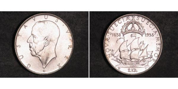 2 Krone 瑞典 銀 古斯塔夫五世 (1858 - 1950)