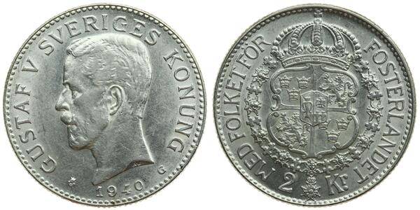 2 Krone 瑞典 銀 古斯塔夫五世 (1858 - 1950)