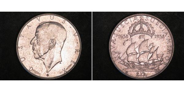 2 Krone 瑞典 銀 古斯塔夫五世 (1858 - 1950)
