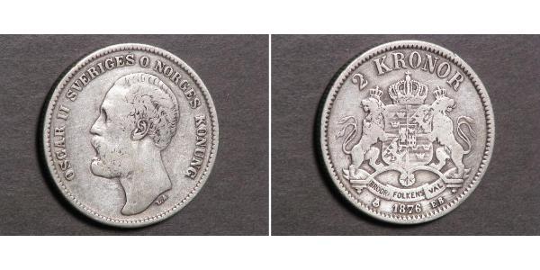 2 Krone 瑞典 銀 奧斯卡二世 (1829-1907)
