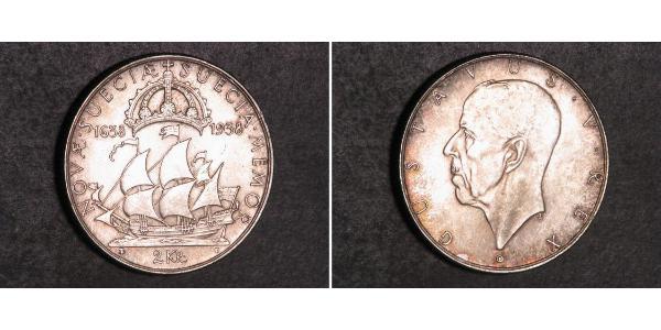 2 Krone 瑞典 銀 古斯塔夫五世 (1858 - 1950)