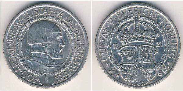 2 Krone 瑞典 銀 