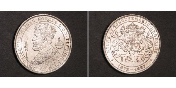 2 Krone 瑞典 銀 奧斯卡二世 (1829-1907)