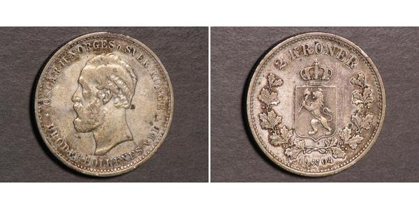 2 Krone 瑞典－挪威联盟 (1814 - 1905) 銀 奧斯卡二世 (1829-1907)