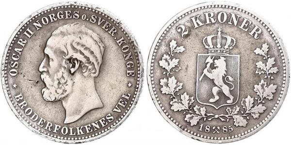 2 Krone 瑞典－挪威联盟 (1814 - 1905) 銀 奧斯卡二世 (1829-1907)