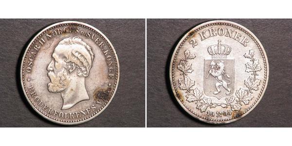 2 Krone 瑞典－挪威联盟 (1814 - 1905) 銀 奧斯卡二世 (1829-1907)