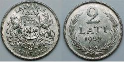 2 Lats Letonia Plata 