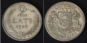 2 Lats Letonia Plata 