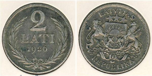 2 Lats Letonia Plata 