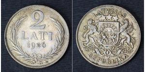 2 Lats Lettland Silber 