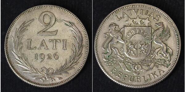 2 Lats Lettland Silber 