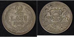 2 Lats Latvia Silver 