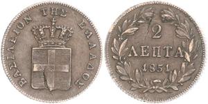 2 Lepta Royaume de Grèce (1832-1924) Cuivre Othon Ier (roi de Grèce) (1815 - 1867)