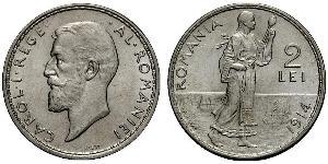 2 Leu Regno di Romania (1881-1947) Argento Carlo I di Romania (1839 - 1914)