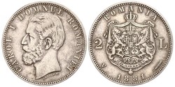 2 Leu Reino de Rumanía (1881-1947) Plata Carlos I de Rumania (1839 - 1914)