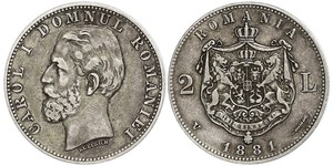 2 Leu Reino de Rumanía (1881-1947) Plata Carlos I de Rumania (1839 - 1914)