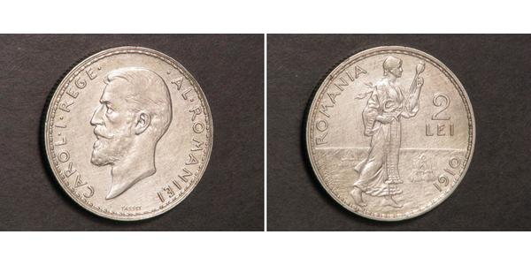 2 Leu Reino de Rumanía (1881-1947) Plata Carlos I de Rumania (1839 - 1914)